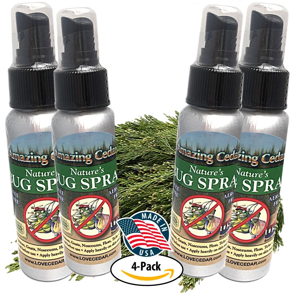 Amazing Cedar™ All Natural Mosquito Bug Spray For Kids, Pets, Whole Family-Go Anywhere Travel Bottles