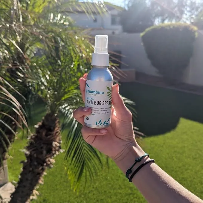 Anti-Bug Spray DEET-Free – Organic, All-Natural Bug Spray Travel Size Made with Nourishing Essential Oils – Bug Repellent for Babies, Kids, Adults, Camping, & More by Mambino Organics, 2.7 Oz