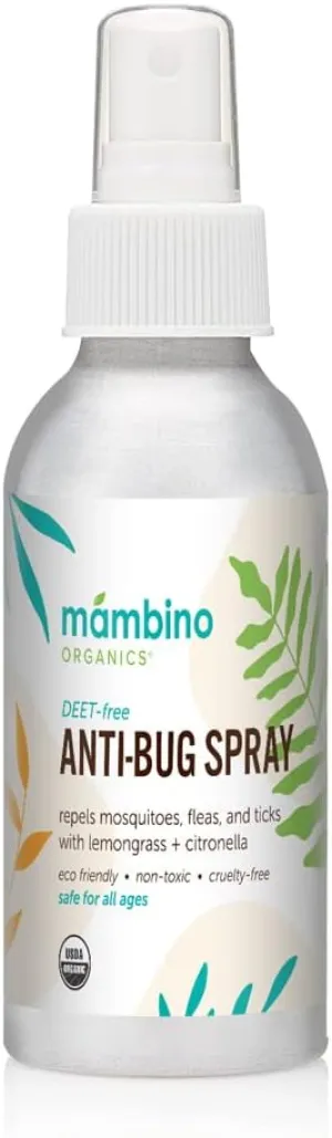 Anti-Bug Spray DEET-Free – Organic, All-Natural Bug Spray Travel Size Made with Nourishing Essential Oils – Bug Repellent for Babies, Kids, Adults, Camping, & More by Mambino Organics, 2.7 Oz