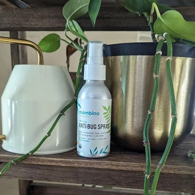 Anti-Bug Spray DEET-Free – Organic, All-Natural Bug Spray Travel Size Made with Nourishing Essential Oils – Bug Repellent for Babies, Kids, Adults, Camping, & More by Mambino Organics, 3-Pack, 2.7 Oz.