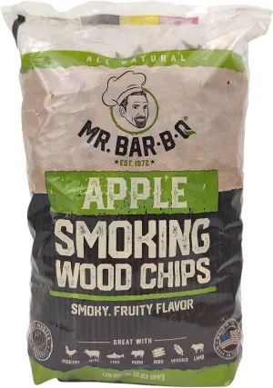 Apple Wood Smoker Chips, Wood Chips for Smokers, Alternative for Charcoal Briquettes Can be Use on Gas, Charcoal Grills, 100% Natural Apple Flavor for Grilling, BBQ, Camping by Mr. Bar-B-Q(1.6 Lb Bag)