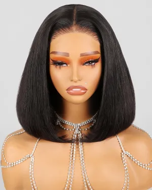 Arabella 200% Density 6X5 Bob Wig Human Hair Ready to Go Glueless Wig Human Hair Pre plucked Pre Cut 12A Real Pre Plucked Bleached Knots Lace Front Bob Wig 12Inch