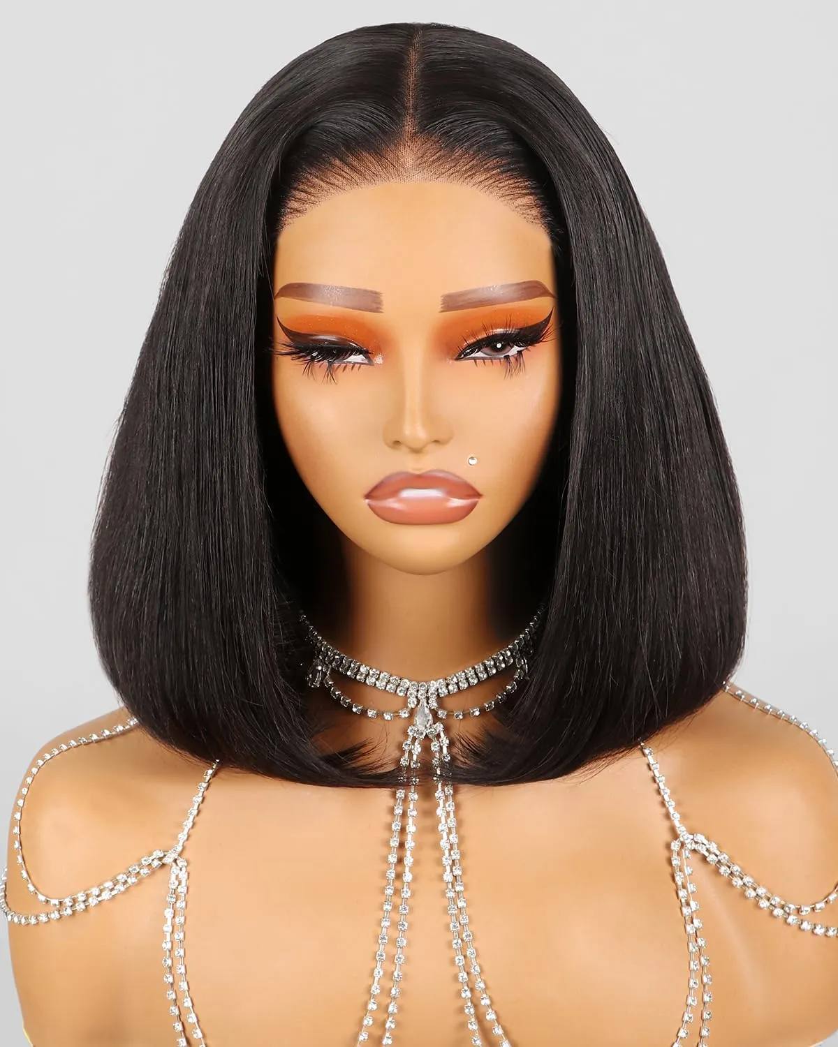 Arabella 200% Density 6X5 Bob Wig Human Hair Ready to Go Glueless Wig Human Hair Pre plucked Pre Cut 12A Real Pre Plucked Bleached Knots Lace Front Bob Wig 12Inch