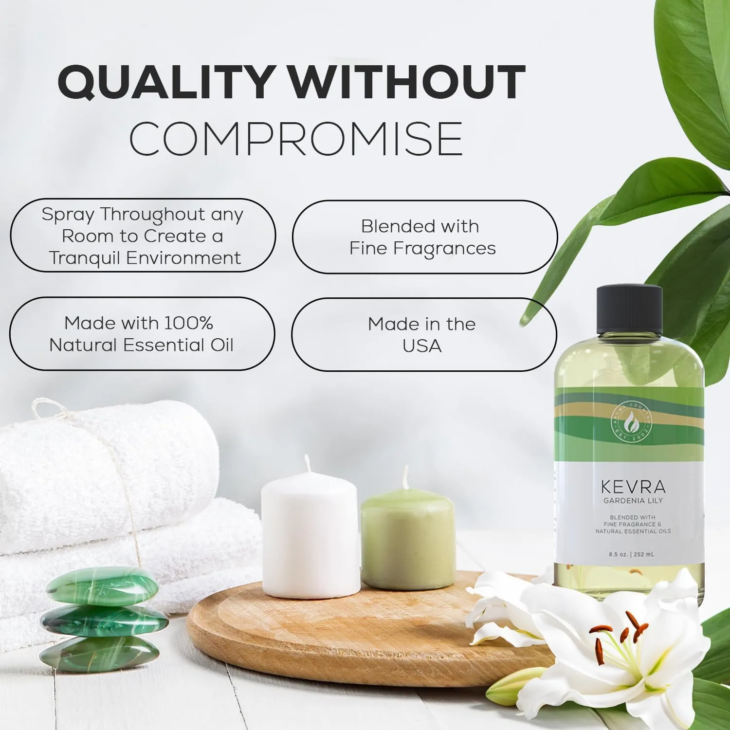 Aroma Country Kevra Diffuser Oil - Luxury Essential Oils for Diffuser Refill & Air Freshener Room Spray - Long-Lasting & Natural Home Fragrance, Garden Lily Scented Oil for Diffusers (8.5 Fl. oz)