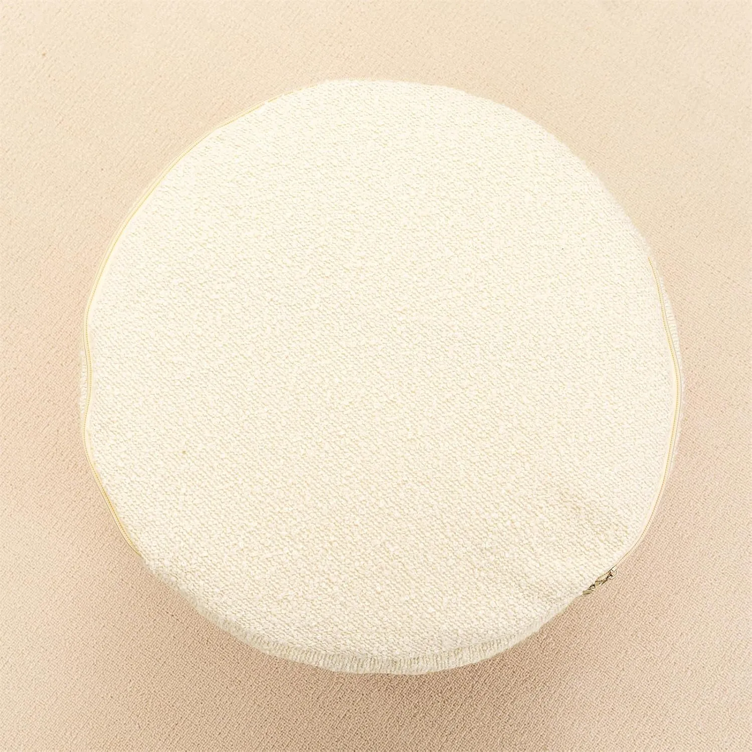 Asuprui Supportive Boucle Ottoman Foot Rest Elevate Your Living Room Decor with Lightweight Pouf Ottoman Filler and Comfort Cover Modern Foam Stuffed Poof Perfect to Rest Your Feet (Ivory)