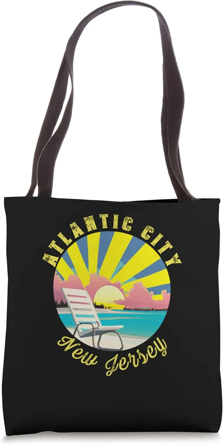 Atlantic City Retro Sunset & Beach Vacation Tote Bag