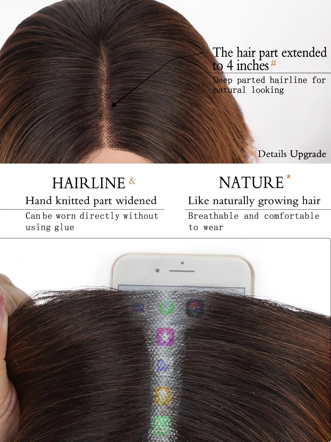 Auburn Wigs for Women, Long Wavy Womens Charming Lace Hairline Wigs 26 Inches Synthetic Natural Looking Heat Resistant Wig for Daily Party Use