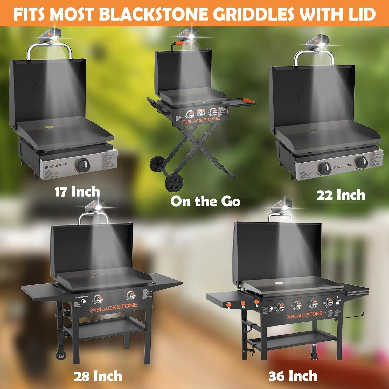 Auto-On/Off Griddle Light Designed for 17"/22"/28"/36" Blackstone Griddles - Grill Lights for Outdoor Grill, Rain Proof BBQ Light Fit for Gas Grill/Charcoal Grill/Flat Top Griddle, Batteries Included