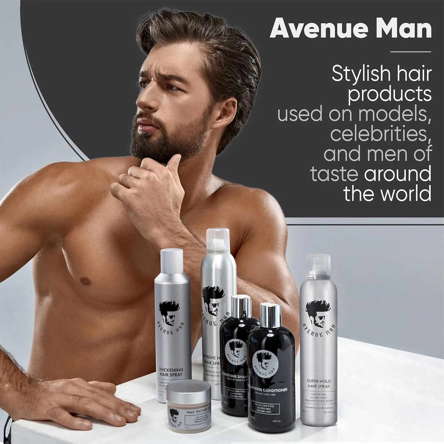 Avenue Man Super Hold Hairspray for Men - Fast-Drying Men Hair Spray - Shapes, Lifts & Holds Hair for Long-Lasting Control - Mens Hair Spray Extra Hold for Effortless All-Day Control - 10 oz