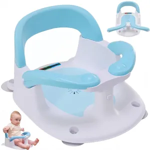 Baby Bath Seat for Babies Sitting Up with Temperature Alert Soft Cushion Suction Cup,Infant Bath Seat for Baby 6 Months & Up,Baby Bath Chair Toddler Bath seat for Bathtub Tub Blue