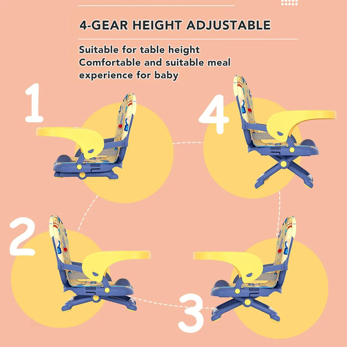 Baby Foldable Booster Dining Chair Portable Navy Blue - Sunshine