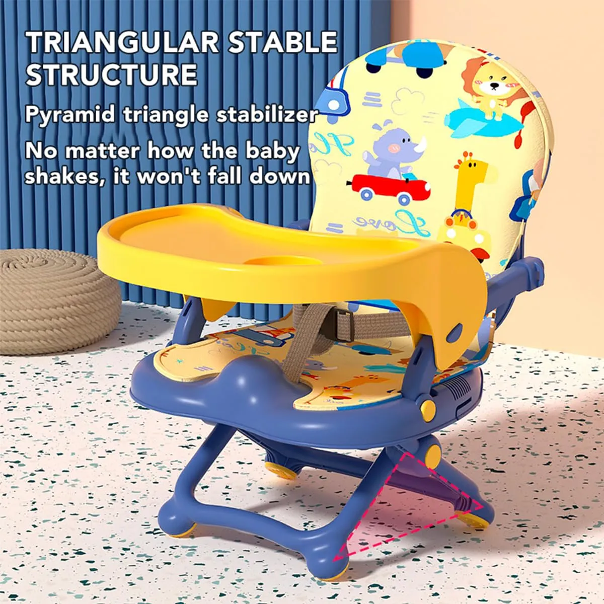 Baby Foldable Booster Dining Chair Portable Navy Blue - Sunshine