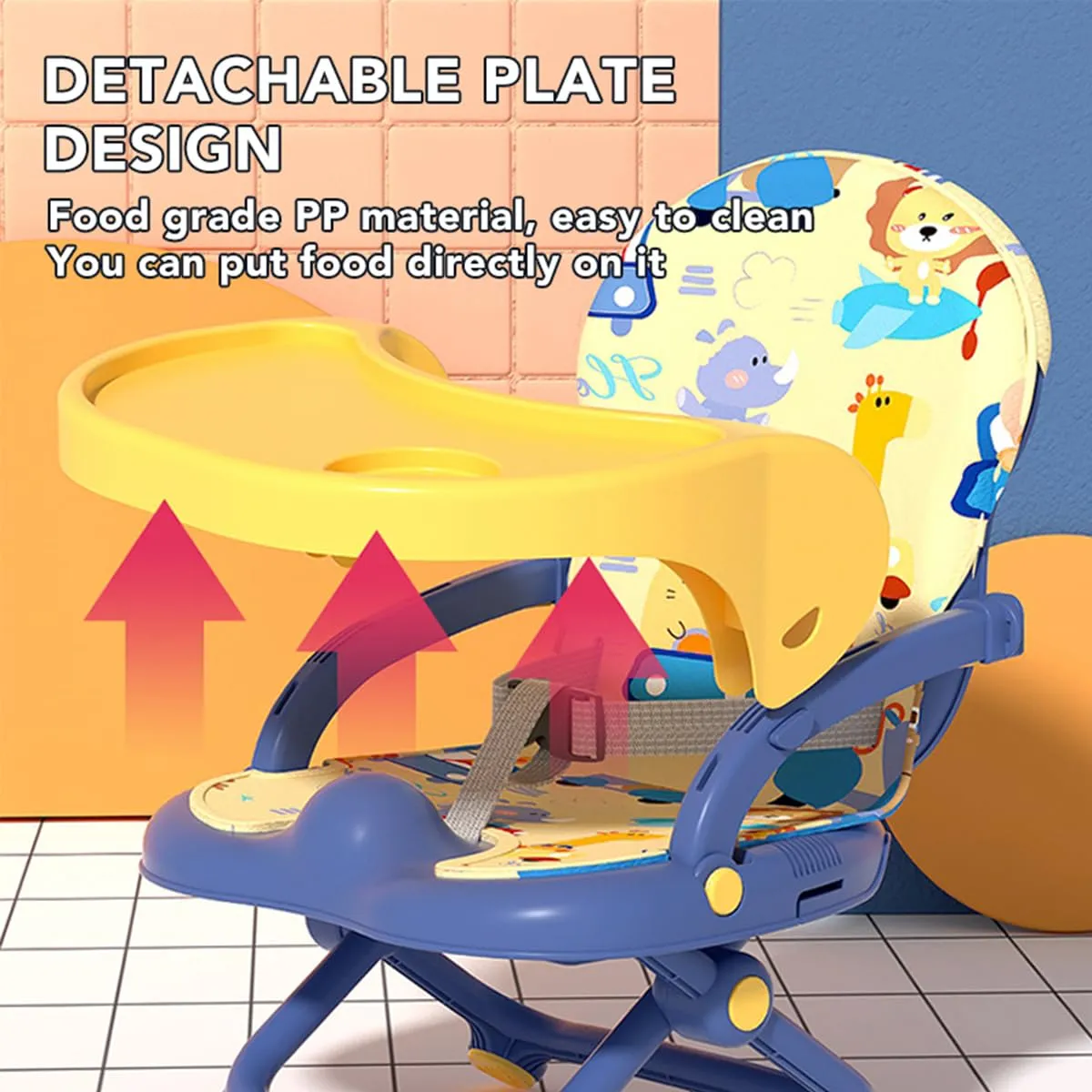 Baby Foldable Booster Dining Chair Portable Navy Blue - Sunshine
