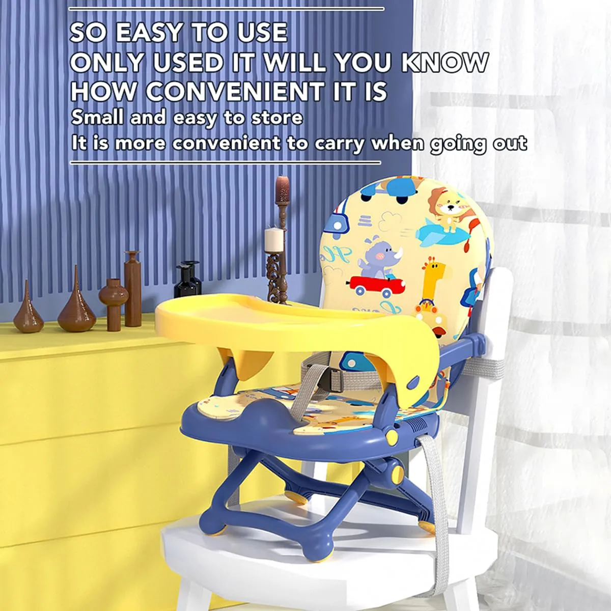 Baby Foldable Booster Dining Chair Portable Navy Blue - Sunshine