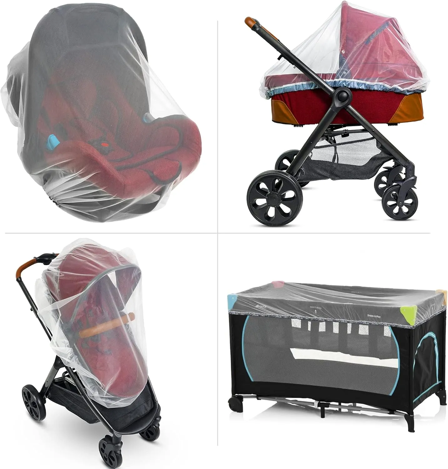 Baby Mosquito Net for Stroller, Carrier & Bassinet – Elastic Drawstring for Snug Fit Netting - Infant Bug Net for Jogger, Car Seat & Pack N Play – 1000 Mesh Toddler Canopy & Gift Packaging