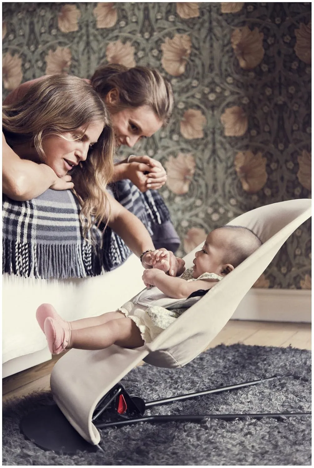 BabyBjörn Bouncer Balance Soft, Cotton/Jersey, Beige/Gray 2-in-1 Adjustable Baby Bouncer Seat and Toddler Chair, Newborn to Toddler (8-29 lbs), 4 Positions, Lightweight & Portable