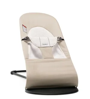 BabyBjörn Bouncer Balance Soft, Cotton/Jersey, Beige/Gray 2-in-1 Adjustable Baby Bouncer Seat and Toddler Chair, Newborn to Toddler (8-29 lbs), 4 Positions, Lightweight & Portable