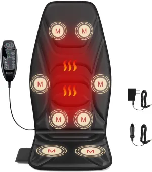 Back Massage Chair Pad with Heat, Back Massager for Back Pain Relief, Portable Massage Chair Cushion for Home Office, Best Gifts for Dad & Mom