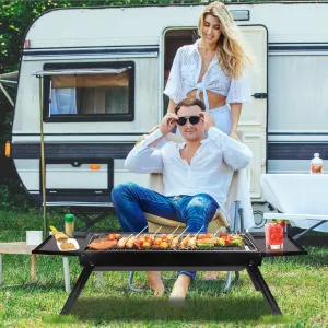 Backyard Picnic BBQ Shelf Camping Net Easy Localized shipping Limited-time offer Grill Folding Steel Stainless Outdoor Party Charcoal with for Setup Grill