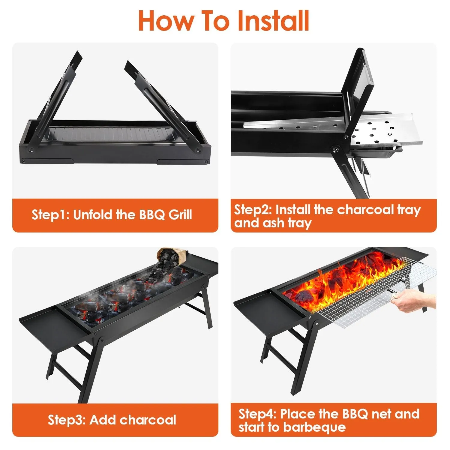 Backyard Picnic BBQ Shelf Camping Net Easy Localized shipping Limited-time offer Grill Folding Steel Stainless Outdoor Party Charcoal with for Setup Grill