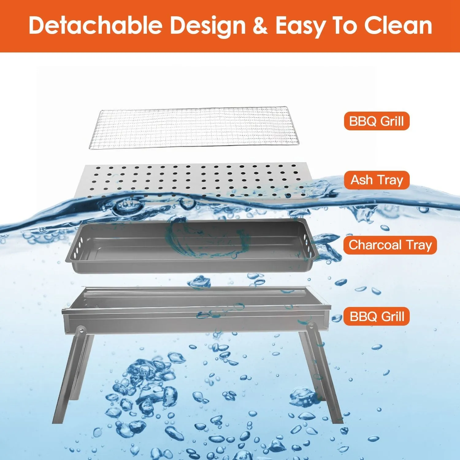 Backyard Picnic BBQ Shelf Camping Net Easy Localized shipping Limited-time offer Grill Folding Steel Stainless Outdoor Party Charcoal with for Setup Grill