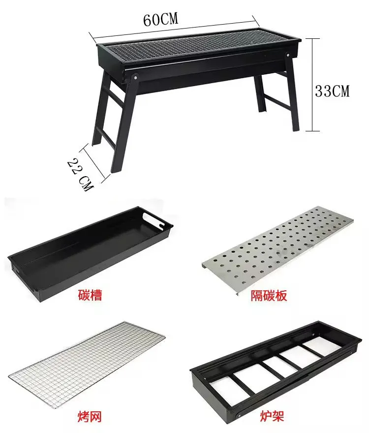 Barbecue Outdoor Charcoal Grill Portable Barbecue Grill Outdoor Camping Patio Large Iron Charcoal Grill for Backyard Portable BBQ with Drawable Charcoal Drawer