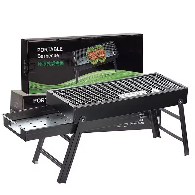 Barbecue Outdoor Charcoal Grill Portable Barbecue Grill Outdoor Camping Patio Large Iron Charcoal Grill for Backyard Portable BBQ with Drawable Charcoal Drawer