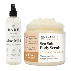 Bare Botanics Aloe Vera Mist   Coconut Vanilla Body Salt Scrub
