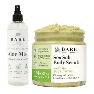Bare Botanics Aloe Vera Mist   Matcha Eucalyptus Body Salt Scrub