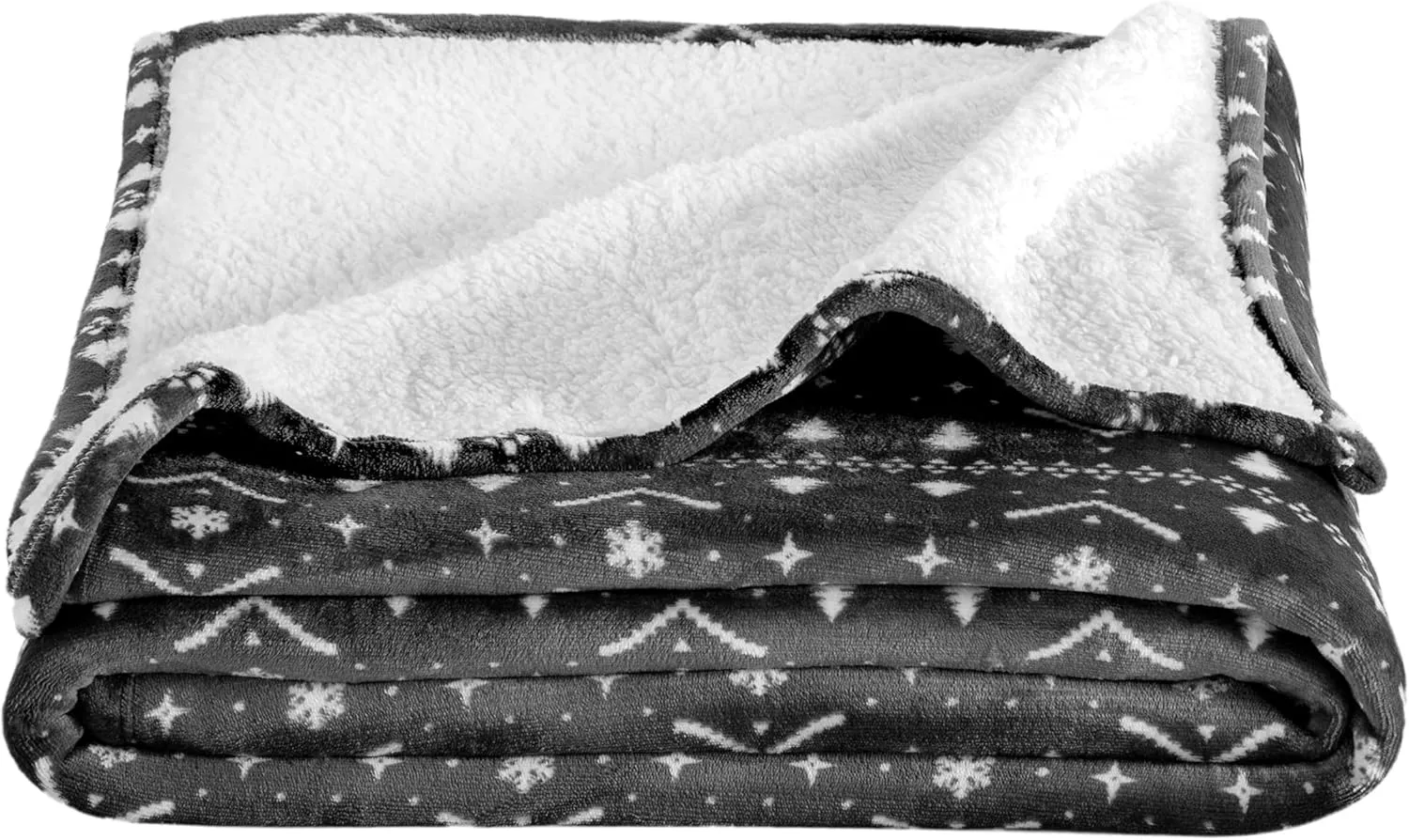 Bare Home Sherpa Fleece Blanket - Twin/Twin Extra Long - Blanket for Bed, Sofa, Couch, Camping, Travel, and Gifts - Warm & Lightweight - Fluffy & Soft - Reversible (Twin/Twin XL, Winter Alpine)