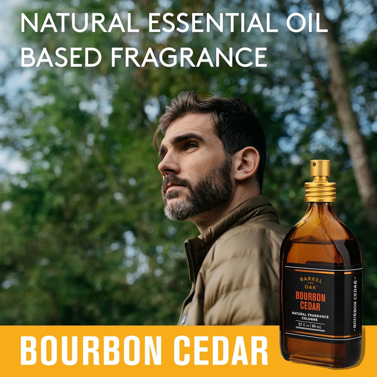 Barrel and Oak - Natural Fragrance, For Men, Eau de Cologne, Essential Oil-Based Scent, Cedarwood & Bourbon Aroma, Subtle Earthy Fragrance, Paraben Free, Vegan (Bourbon Cedar, 2.7 oz)