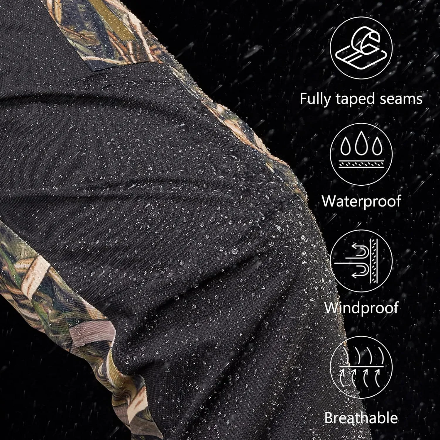 BASSDASH Splice Men’s Waterproof Breathable Hunting Pants Ripstop Camo Fishing Rain Pant