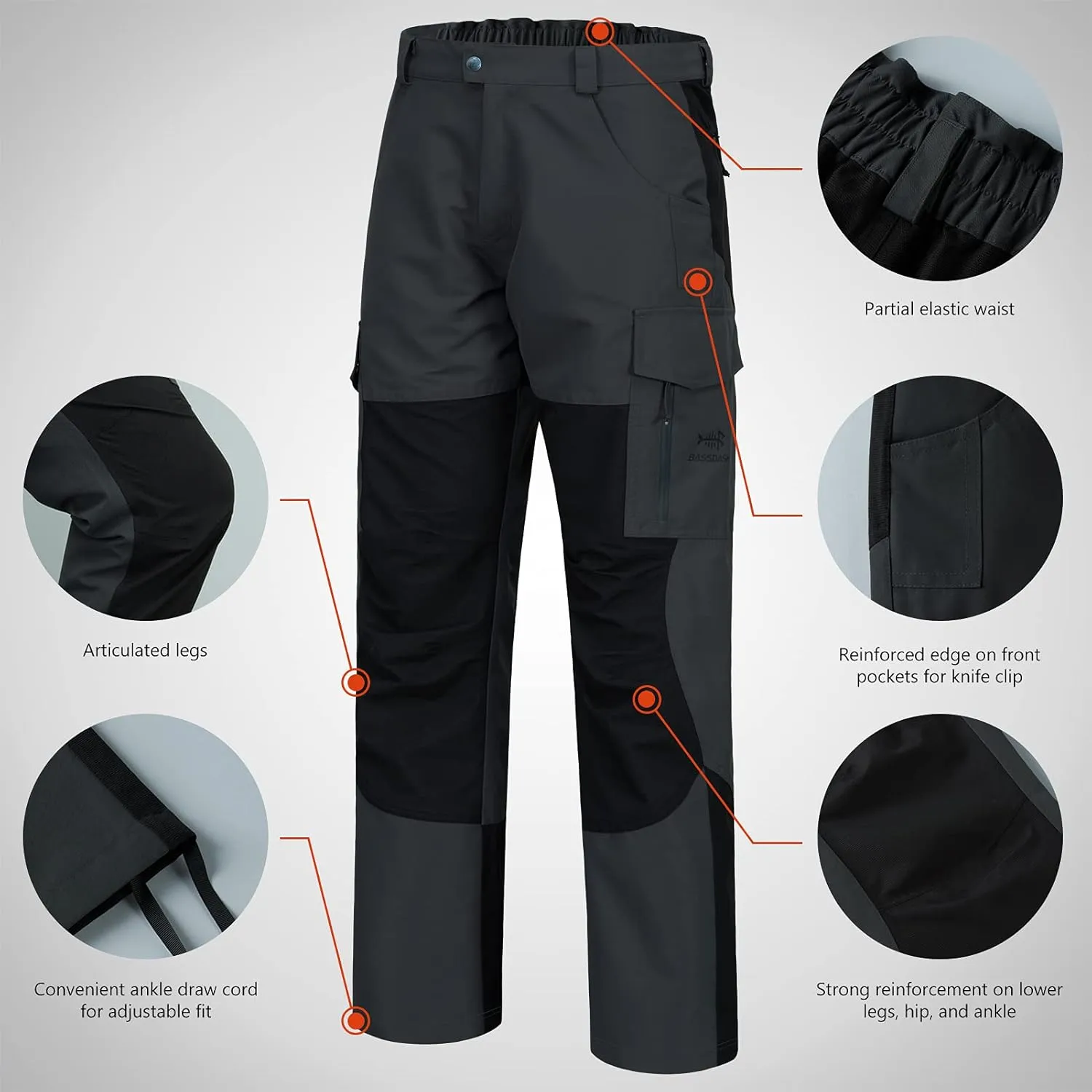 BASSDASH Splice Men’s Waterproof Breathable Hunting Pants Ripstop Camo Fishing Rain Pant