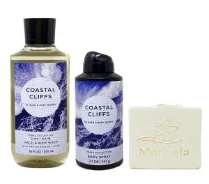 Bath & Body Works Men's Collection Coastal Cliffs 2 Piece Bundle with a Natural Oats Bar Soap - Body Wash and Body Spray - Full Size