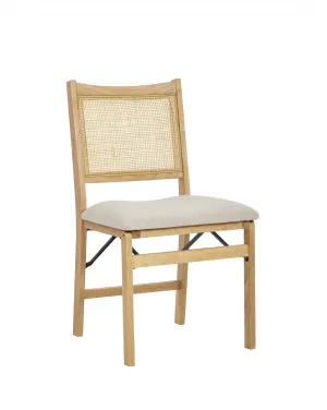 Bauer Fabric Cane Folding Dining Chair - Natural|Chaise de salle à manger pliante Bauer en tissu et en cannage - naturelle