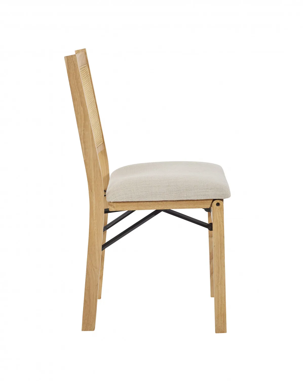 Bauer Fabric Cane Folding Dining Chair - Natural|Chaise de salle à manger pliante Bauer en tissu et en cannage - naturelle