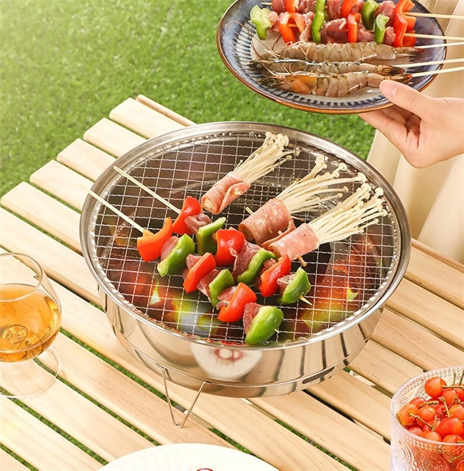 Bbq Grill Stainless Steel BBQ Charcoal Grill Desktop Disposable Barbecue Grill For Outdoor