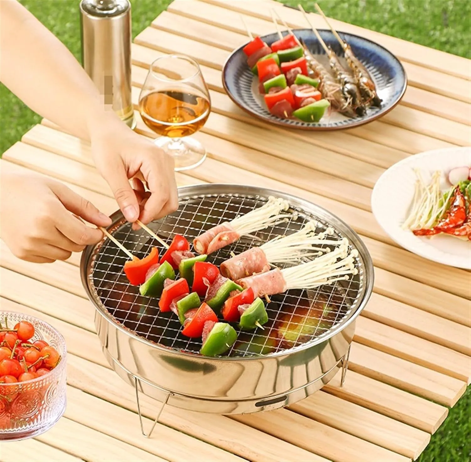 Bbq Grill Stainless Steel BBQ Charcoal Grill Desktop Disposable Barbecue Grill For Outdoor