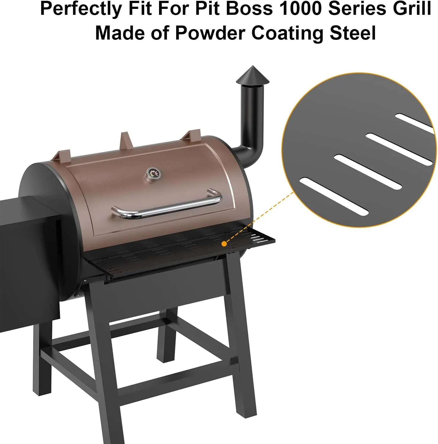 BBQ-PLUS Folding Shelf for Pit Boss 1000 Austin XL Pellet Grill,Powder Coating Steel Front Folding Shelf Grill Accessories for Pit Boss with Screws,35-2/5 x 9-1/2 Inches