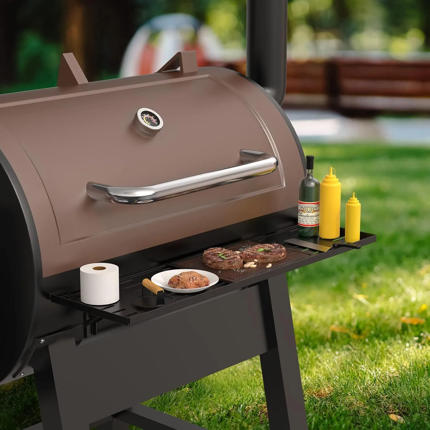 BBQ-PLUS Folding Shelf for Pit Boss 1000 Austin XL Pellet Grill,Powder Coating Steel Front Folding Shelf Grill Accessories for Pit Boss with Screws,35-2/5 x 9-1/2 Inches