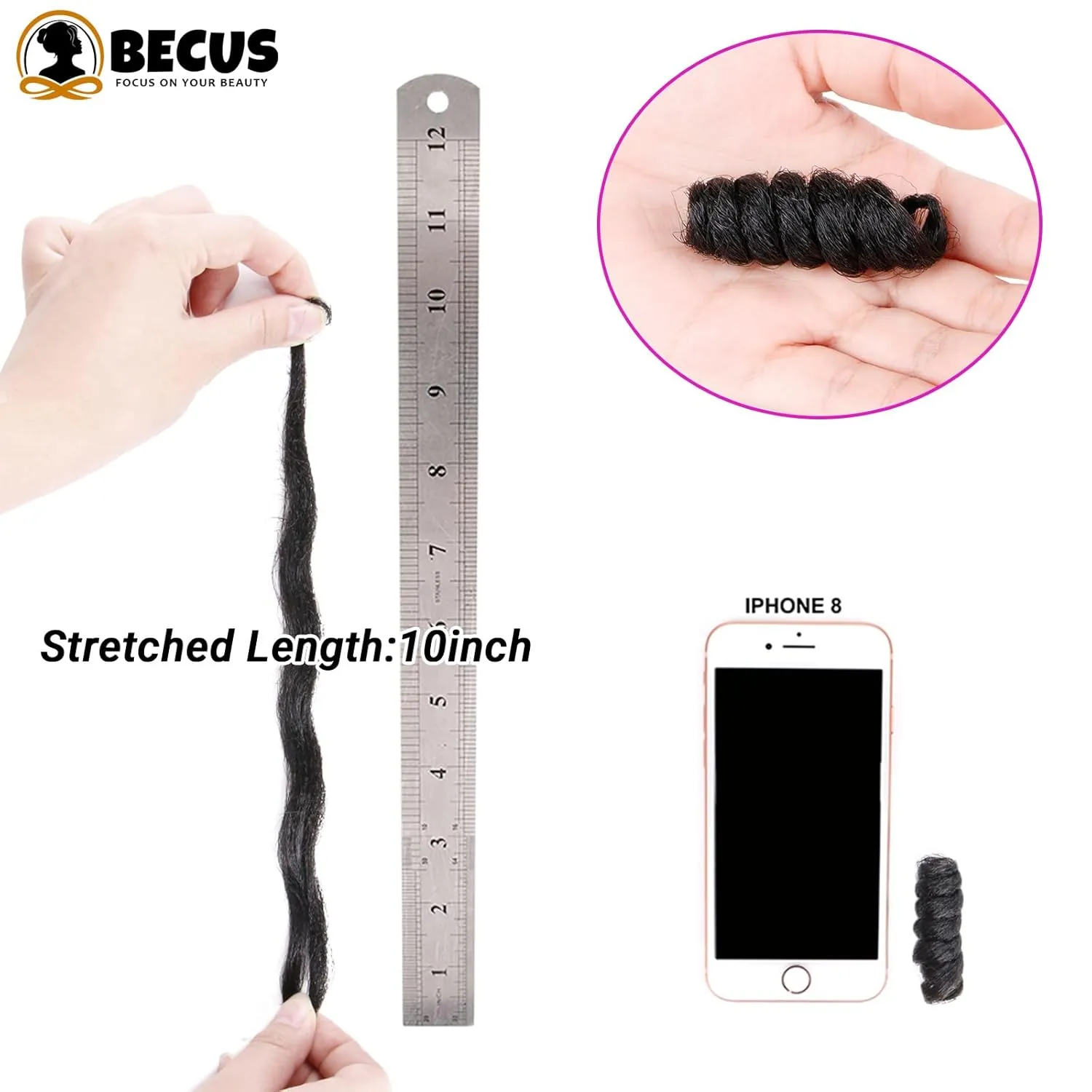 BECUS 5Packs 20 Roots/pack 10inches Short Natural Black (12mm) Crochet Braids Hair Afro Bouncy Wave Synthetic Hair Extensions
