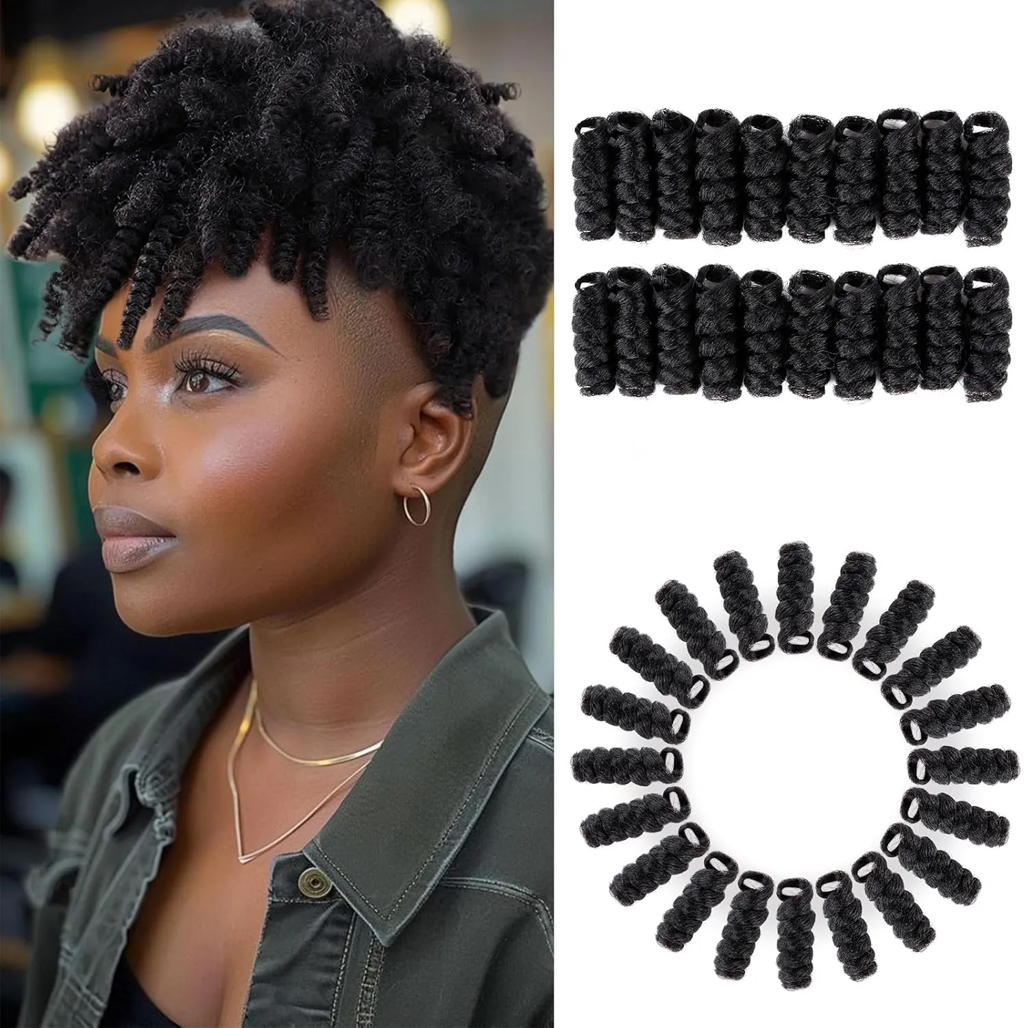 BECUS 5Packs 20 Roots/pack 10inches Short Natural Black (12mm) Crochet Braids Hair Afro Bouncy Wave Synthetic Hair Extensions