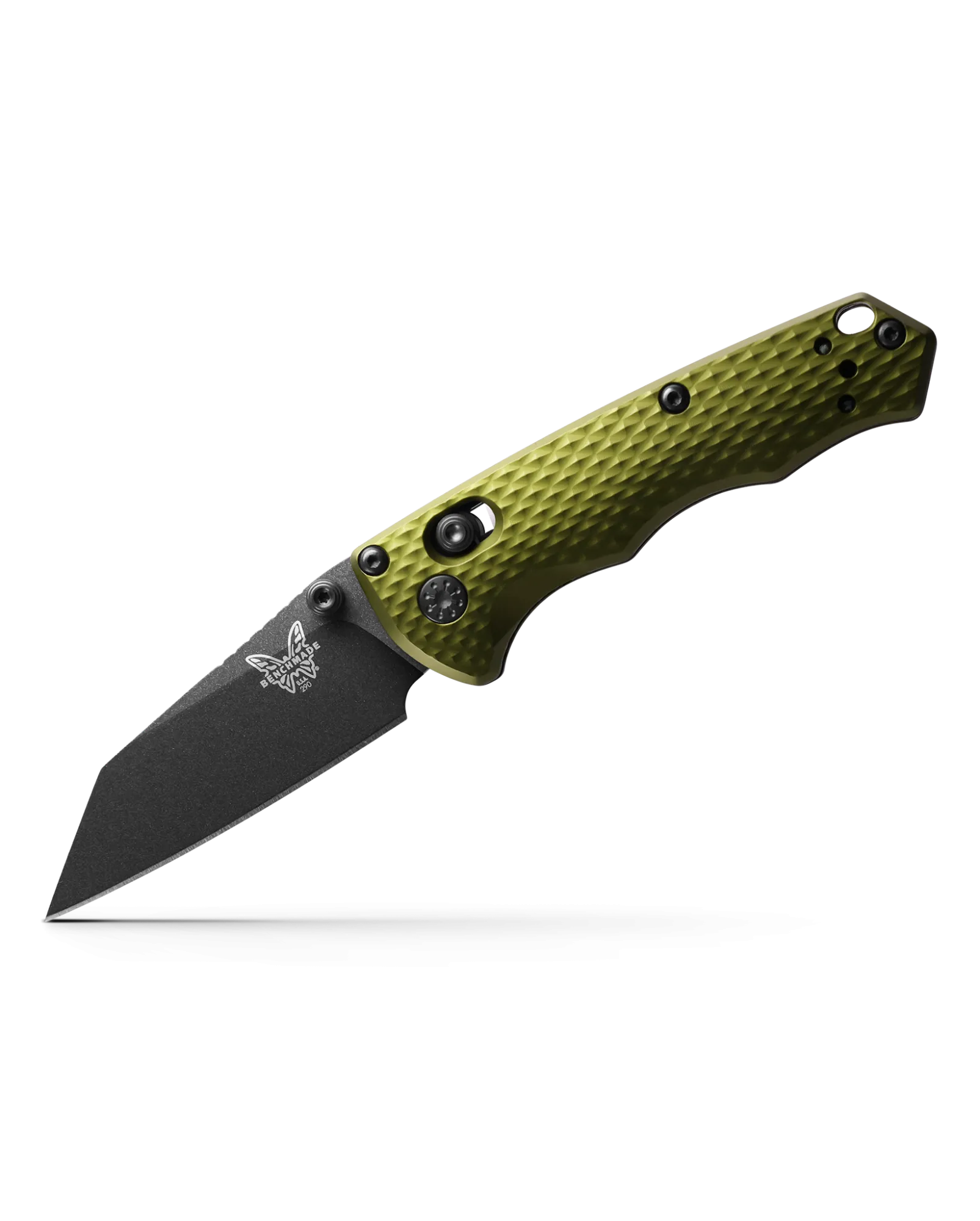 Benchmade 290BK-2 Full Immunity Black CPM-M4 Woodland Green Handle 2.49'' Plain Edge Pocket Knife with Benchmade Blue Lube Lubricant for knives 37ml 1.25fl oz (Made in USA)