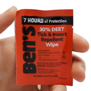 Ben's 30 Tick & Insect Repellent Wipes 30% Deet 4 pc Travel Pack