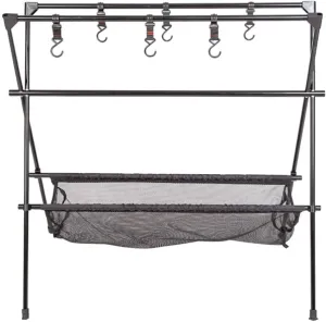 BESPORTBLE 1set Camping Tripod Grill Rack Foldable Hanging Stand for Outdoor Cooking Storage Shelf Easy to Install Keeps Kitchen Utensils Off The Ground for Picnics and Bbqs