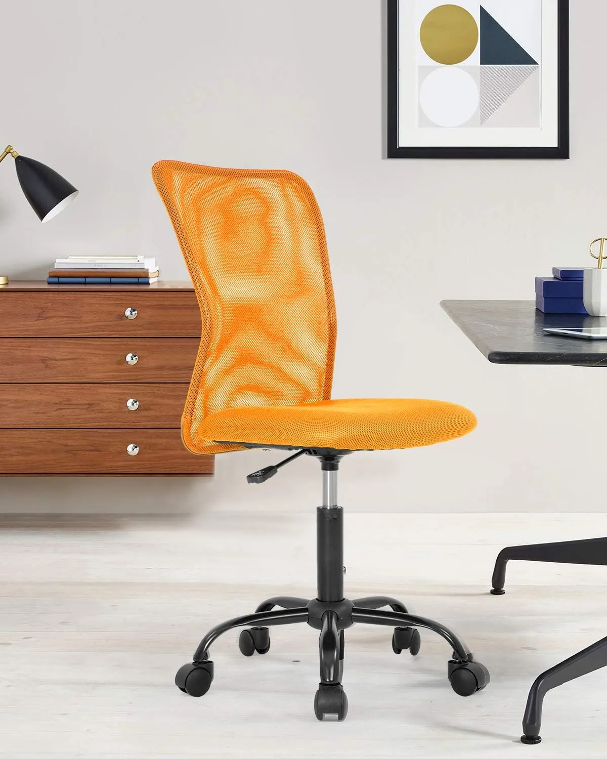 BestOffice Ergonomic Office Chair Desk Chair Mesh Computer Chair Armless Back Support Modern Executive Rolling Swivel Chair with Lumbar Support (Orange)