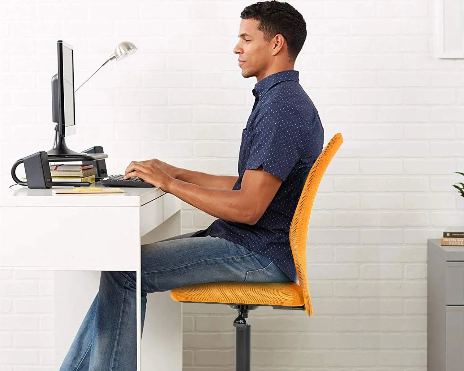 BestOffice Ergonomic Office Chair Desk Chair Mesh Computer Chair Armless Back Support Modern Executive Rolling Swivel Chair with Lumbar Support (Orange)