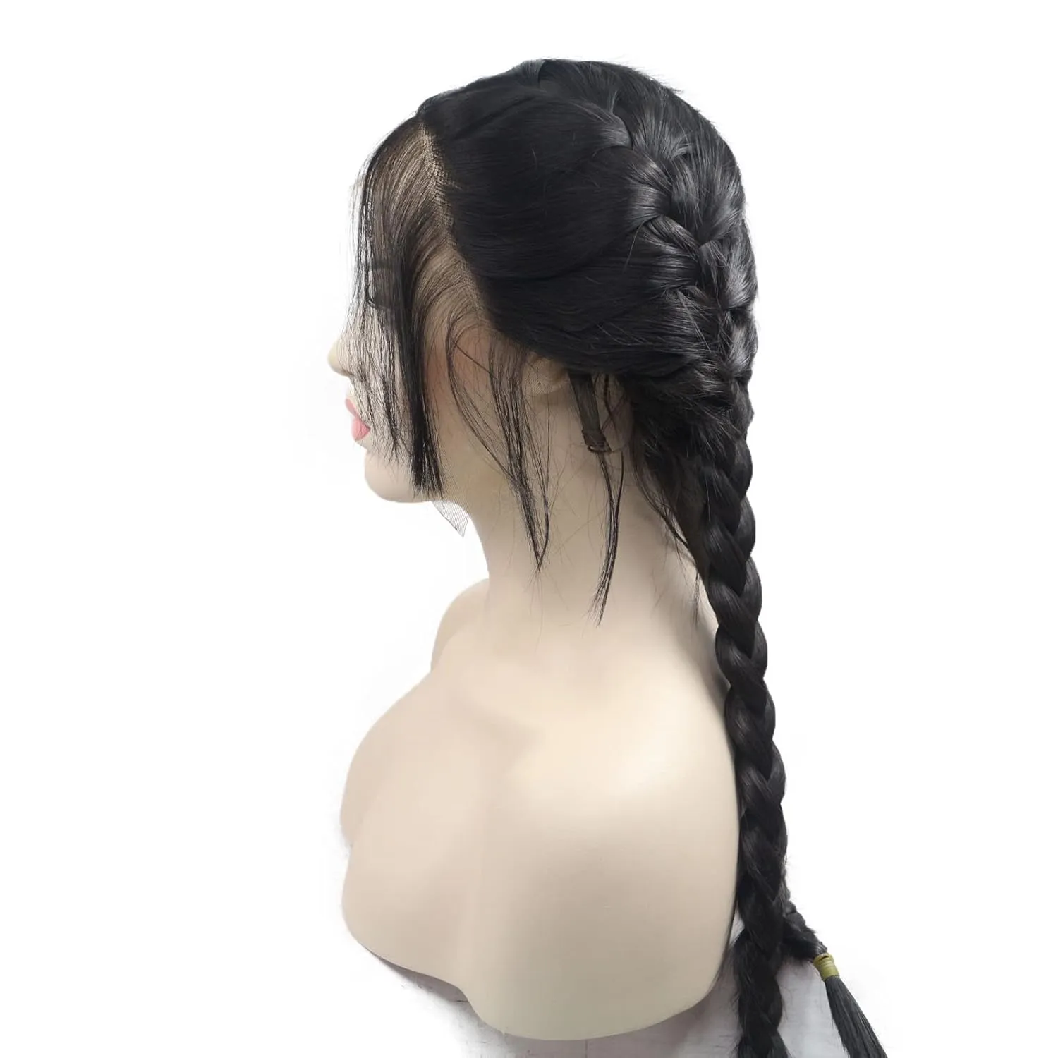 Black Twist Braided Wigs for Women Long Braided Lightweight Wigs Pre Plucked Hairline Realistic Full Lace Front Dutch Braids Hair Wig Glueless Synthetic Heat Resistant Cosplay Daily Drag Queen 22 Inch