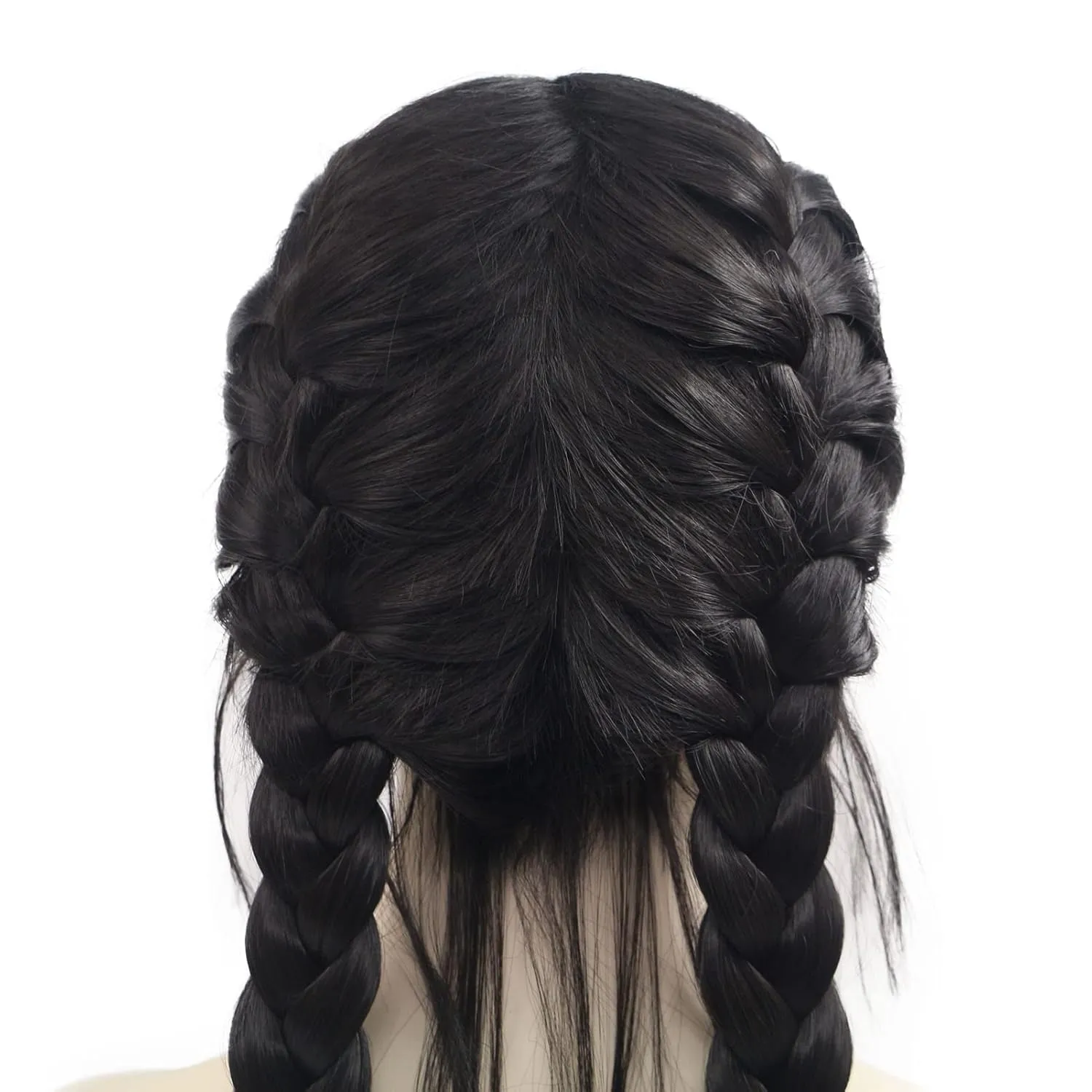 Black Twist Braided Wigs for Women Long Braided Lightweight Wigs Pre Plucked Hairline Realistic Full Lace Front Dutch Braids Hair Wig Glueless Synthetic Heat Resistant Cosplay Daily Drag Queen 22 Inch