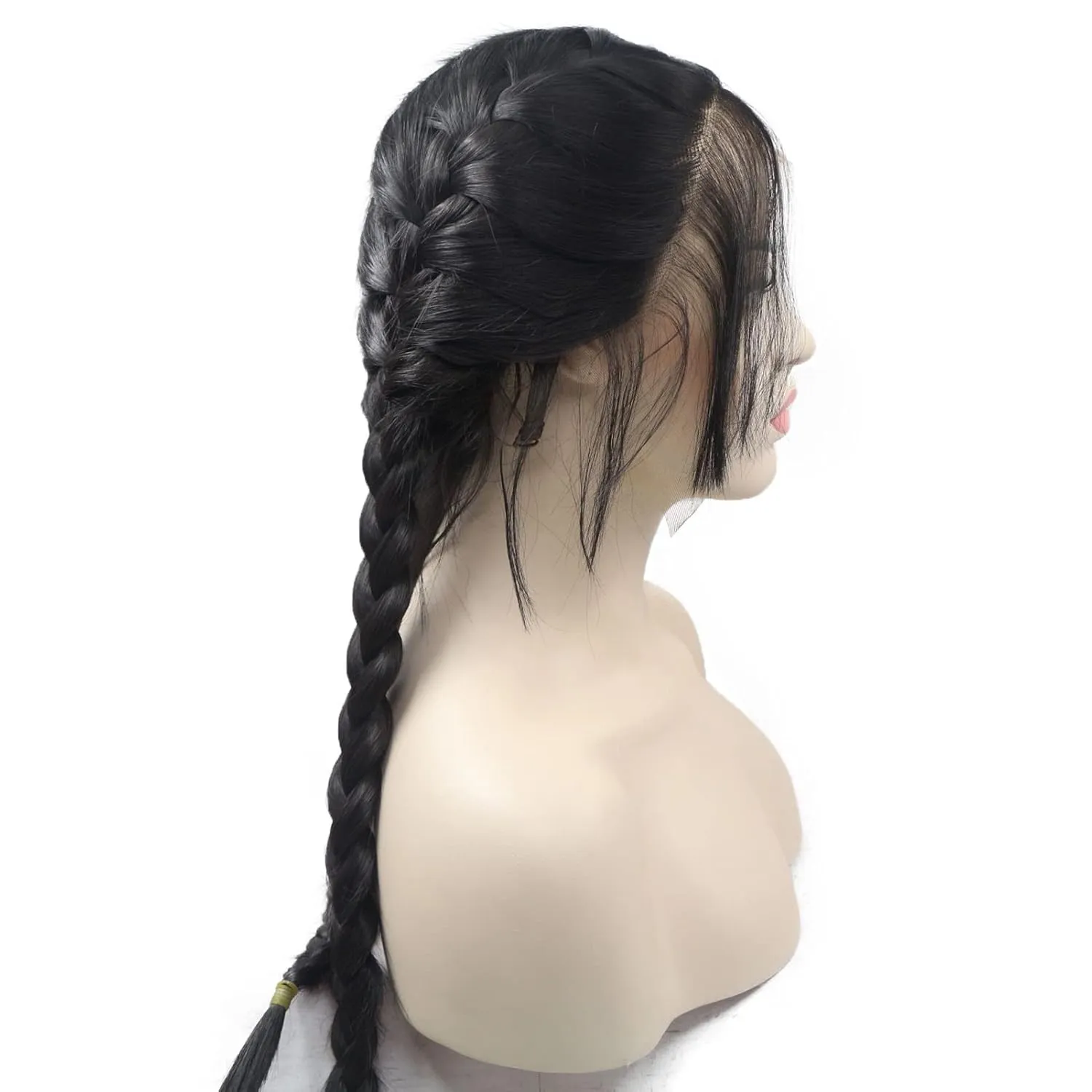 Black Twist Braided Wigs for Women Long Braided Lightweight Wigs Pre Plucked Hairline Realistic Full Lace Front Dutch Braids Hair Wig Glueless Synthetic Heat Resistant Cosplay Daily Drag Queen 22 Inch